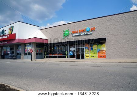 NAPERVILLE, ILLINOIS / UNITED STATES - JULY 23, 2015: The Ball Factory offers and indoor play area and a cafe in Naperville.