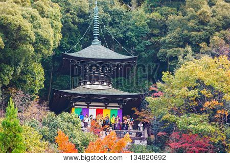 KYOTO JAPAN - NOVEMBER 22 2015: Eikando (View of Eternity Hall) Zenrinji (Temple of Forest of Zen) founded in 853 houses a famous Amida statue which a Japanese important Cultural Property