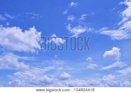 The sky is filled with bright Many small clouds.
