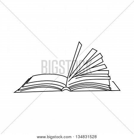 Book with turn over pages icon in outline style isolated on white background. Reading symbol