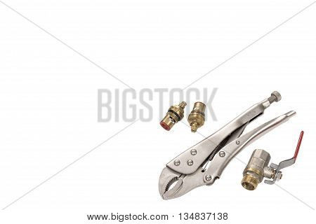 Pliers water ball faucet on a white background