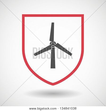 Isolated Line Art Shield Icon With A Wind Turbine