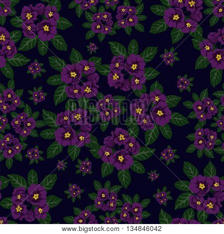 floral pattern seamless on blue background, decor ,