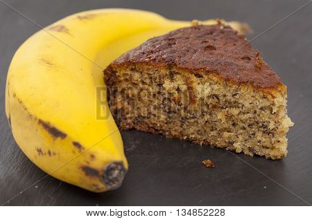 Banana Cake On Slate Surface