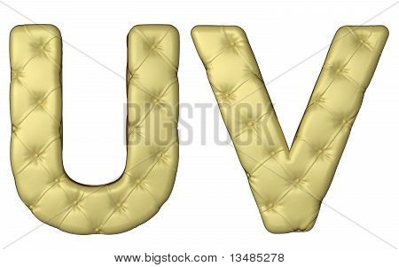 Letras de lujo cuero Beige fuente U V
