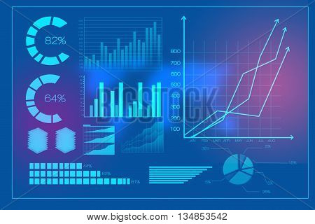 Abstract modern diagrams computer on blue background