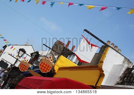 Abstract Colourfull  Brighton Street Scene with bunting West Sussex England