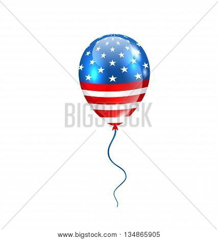 Illustration Flying Balloon in American Flag Colors for Design for Natioan Holidays - Vector