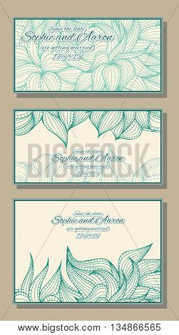 Abstract hand-drawn card with dense vegetation. Can be used for the greeting card or invitation. Vector illustration