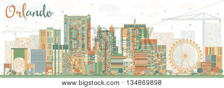 Abstract Orlando Skyline with Color Buildings. Vector Illustration. Business Travel and Tourism Concept with Orlando City. Image for Presentation Banner Placard and Web Site.
