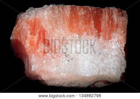Halite crystal mineral stone rock salt on balck