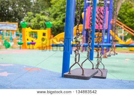 Outdoor playground in the park funny for child