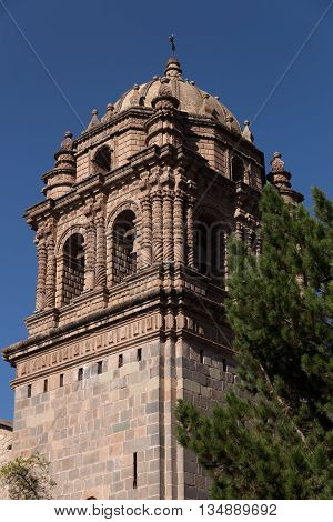 Church tower in Cusco Peru. Vertical orientation