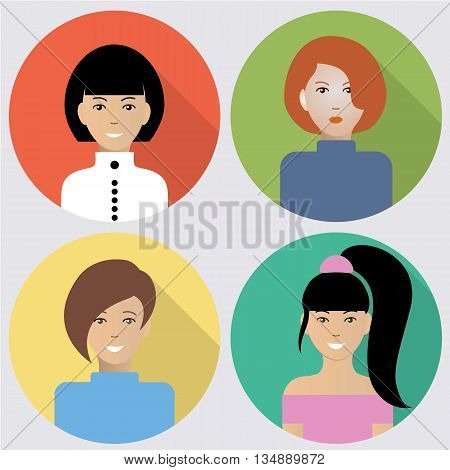 Set of flat women icons. Four different images of women. Can be used for the websites,forums and blogs