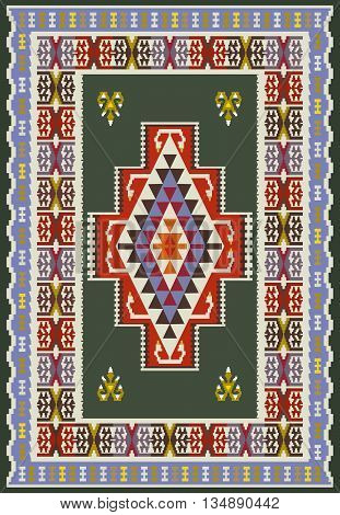 Vector ethnic background of colorful ornated carpet .