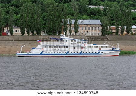 Nizhny Novgorod Russia - June 11.2016. Riverboat Siberia on the river Oka.