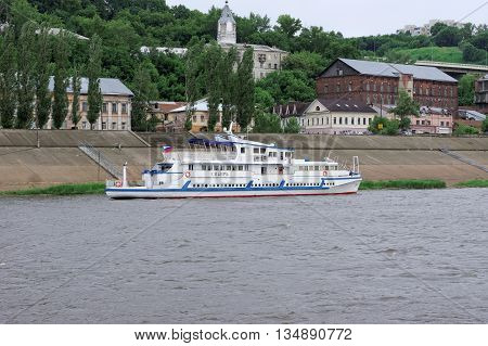 Nizhny Novgorod Russia - June 11.2016. Riverboat Siberia on the river Oka.