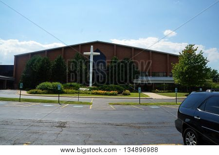 NAPERVILLE, ILLINOIS / UNITED STATES - JULY 23, 2015: The Calvary Church offers worship services in Naperville.