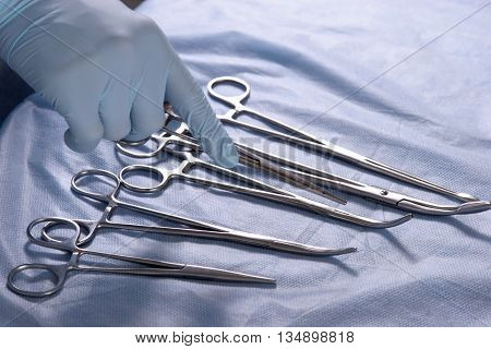 Medical instruments for ENT doctor on white