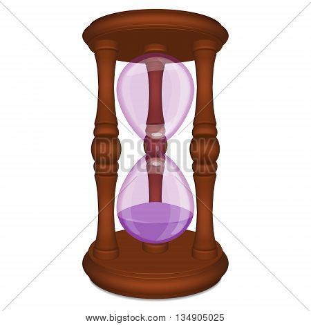 Brown hourglass with purple glass and sand