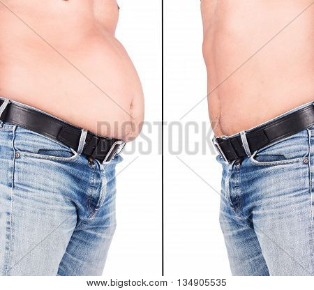 Before and After Body Young Man Fat Belly