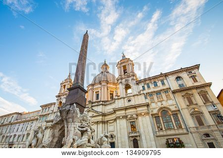 Sunsest At Piazza Navona In Rome, Italy