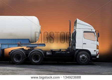 BANGKOK THAILAND -MAY 28 2016: Tanker truck for transport fuel to petrochemical oil refinery