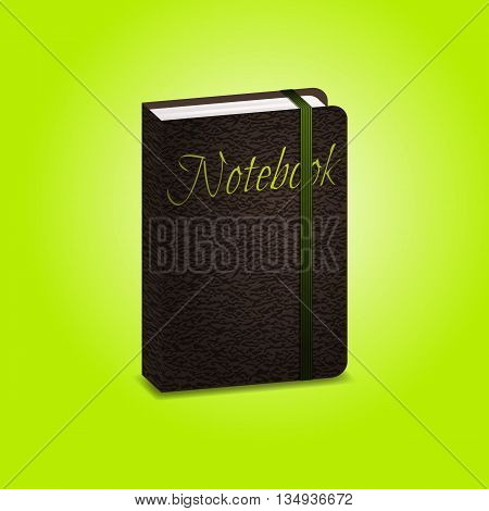 Vector illustration. Brown notebook on bright background