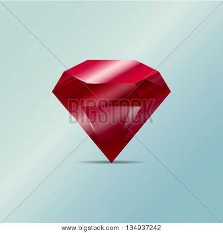 Vector illustration. Gem Shiny bright Ruby for gift