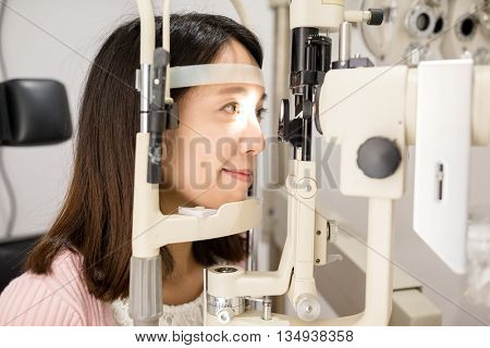 Patient at eye clinic
