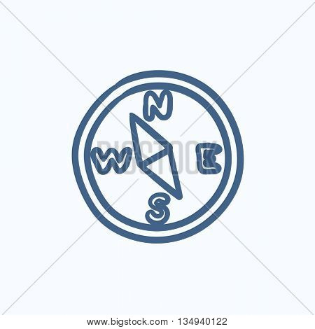Compass vector sketch icon isolated on background. Hand drawn Compass icon. Compass sketch icon for infographic, website or app.