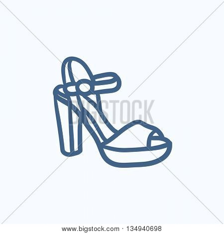 High-heeled sandal vector sketch icon isolated on background. Hand drawn High-heeled sandal icon. High-heeled sandal sketch icon for infographic, website or app.