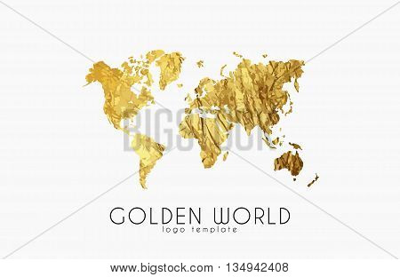 golden world map. world logo design. creative world logo