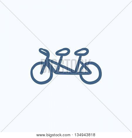 Tandem bike vector sketch icon isolated on background. Hand drawn Tandem bike icon. Tandem bike sketch icon for infographic, website or app.
