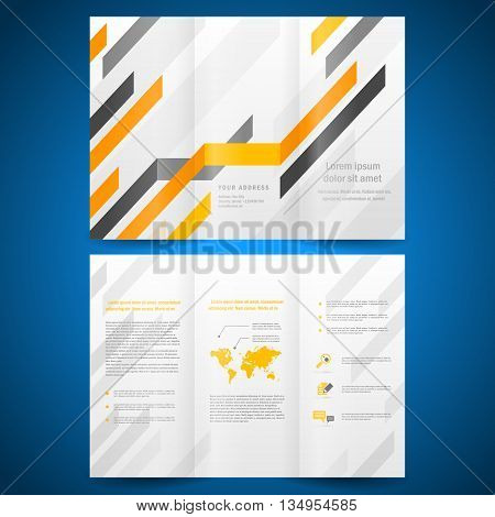 brochure folder leaflet geometric abstract grach diagram orange line grey background. mock-up is no effect no transparent