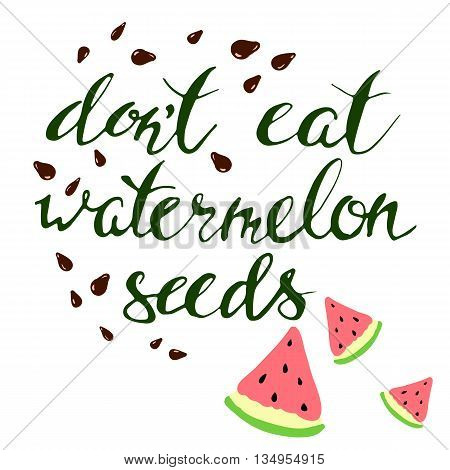 Vector watermelon and seeds. Hand draw leterring.Pregnancy