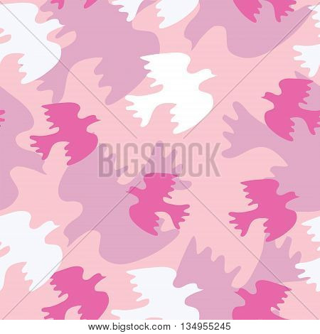 Seamless texture with pink birds on a pink background