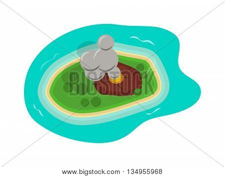Island of beautiful sea top view render illustrations. Tropical summer sea island top view. Beach water landscape vector island top view travel. Tourism exotic nature lagoon summer concept.