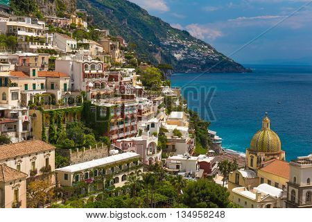 Beautiful Town Of Positano, Amalfi Coast, Campania Region, Italy
