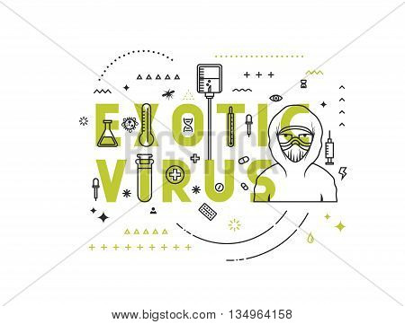 Design concept exotic virus. Modern line style illustration. Concepts of words exotic virus, style thin line art, design banners for website and mobile website. Easy to edit.