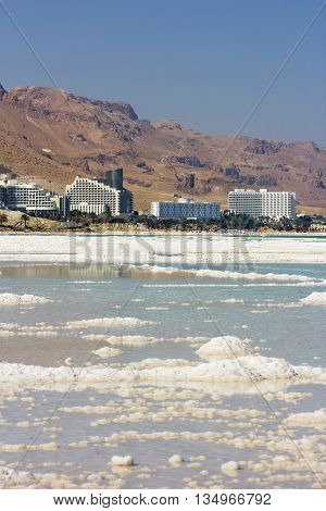 salt deposits, typical landscape of the Dead Sea, Israel