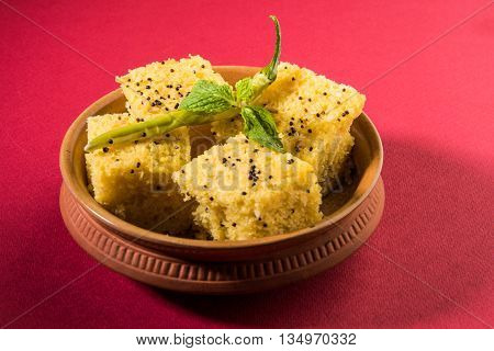 favourite Gujrati snack, khaman Dhokla made up of gram flour, semolina