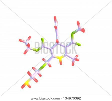 Amlodipine is a medication used to lower blood pressure and prevent chest pain. 3d illustration