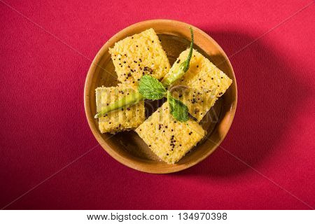favourite Gujrati snack, khaman Dhokla made up of gram flour, semolina