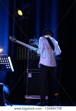 CRACOW POLAND - MARCH 16 2016: Billy Cobham Band live on stage in ICE Cracow Poland