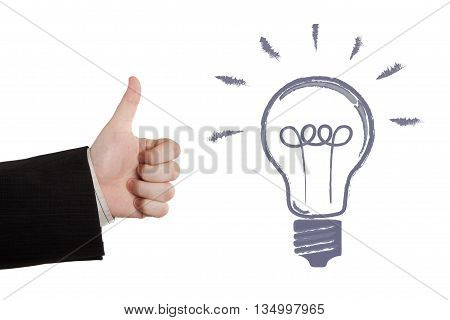 human hand and idea icon on a white background