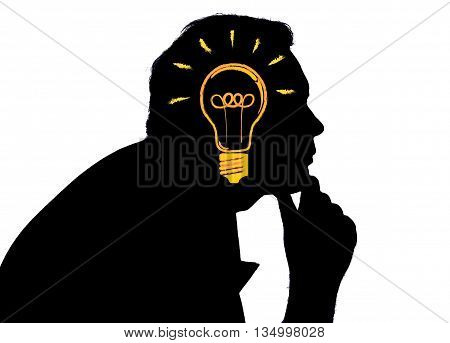 portrait of a man with an idea on a white background