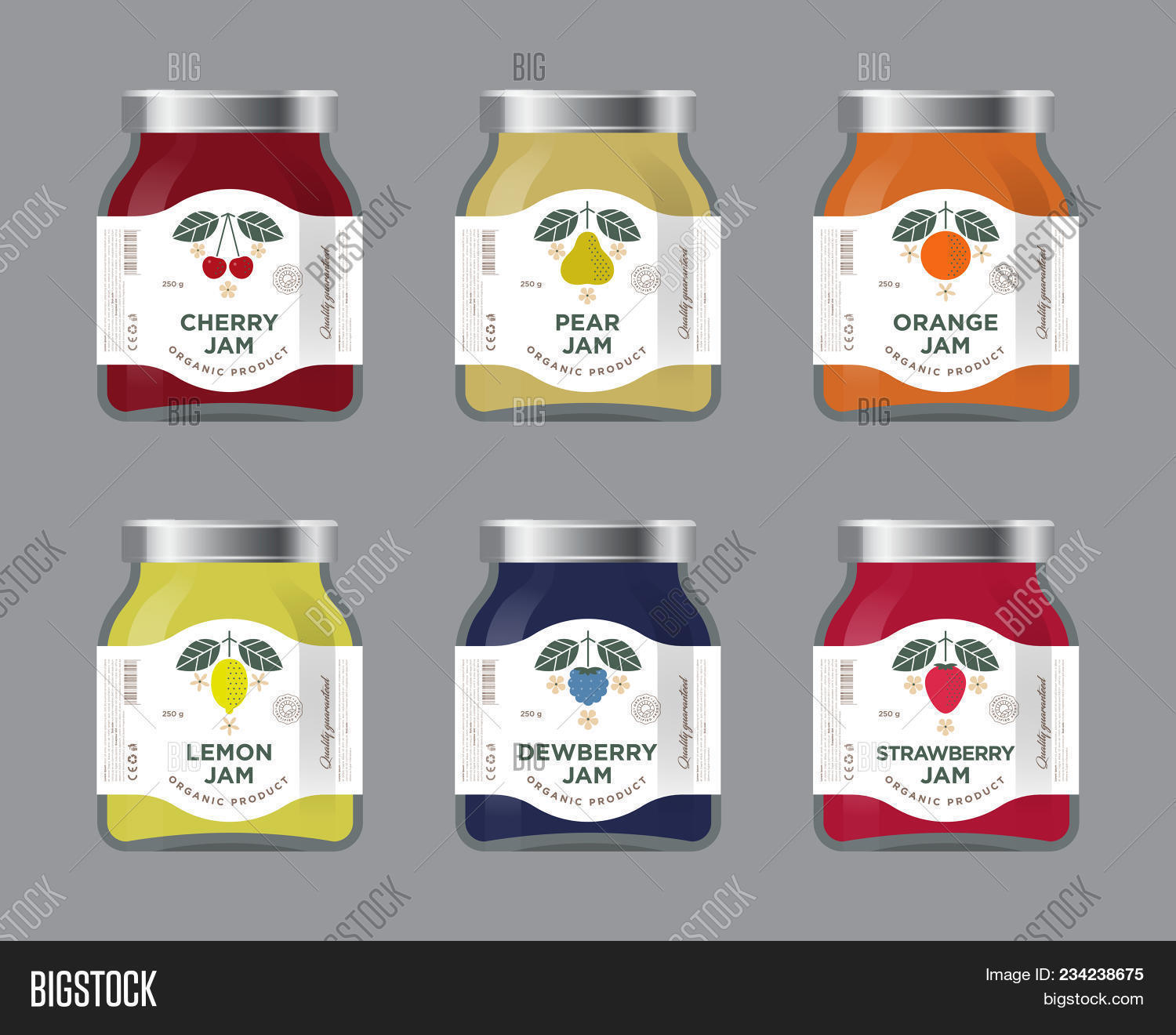 Six Labels Fruit Jam Vector & Photo (Free Trial) Bigstock