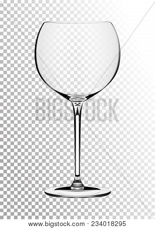 3d Realism. Vector Illustration Of A Burgundy Wine Glass In Photorealistic Style. A Realistic Object