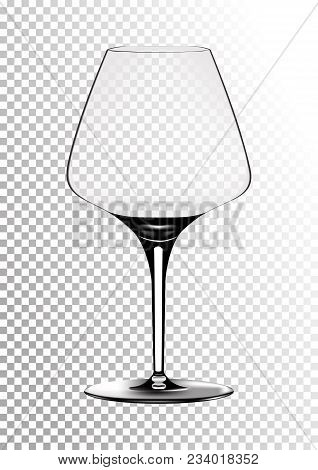 3d Realism. Vector Illustration Of A Burgundy Wine Glass In Photorealistic Style. A Realistic Object